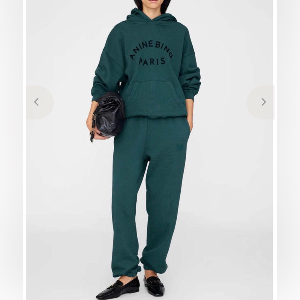 NEW Anine Bing Paris Harvey Sweatshirt And Sweatpants Joggers In Emerald Revolve